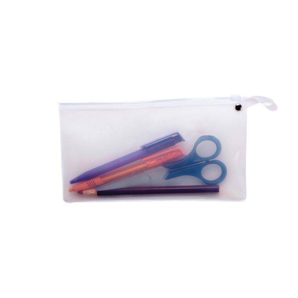 Lapicera transparente con zipper de plástico