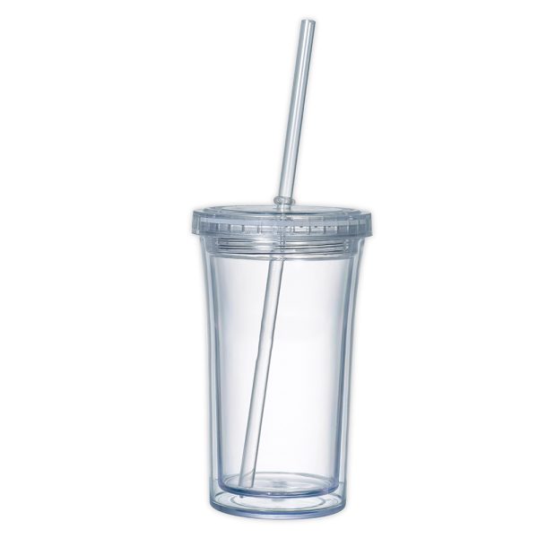 Vaso con popote de 350 ml transparente - Image 2